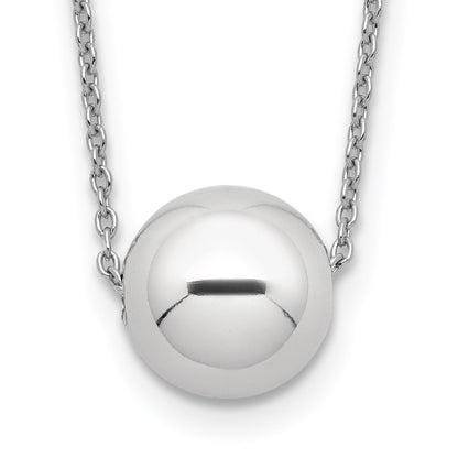 Sterling Silver Rhodium-Plated Polished Bead Necklace