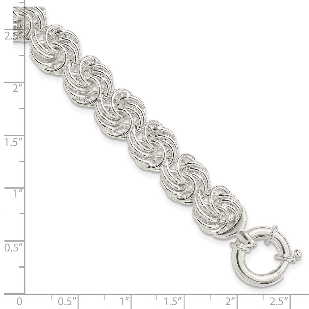 8 Inch Sterling Silver Polished Circles Fancy Link Bracelet