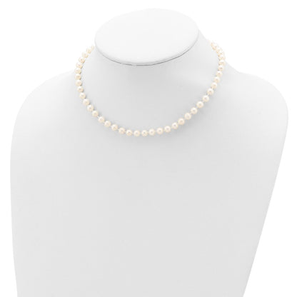 14 Inch Sterling Silver Madi K Rhodium-Plated 5-6mm Semi-Round Freshwater Cultured Pearl 12In Necklace, 4In Bracelet & Button Earrring Set