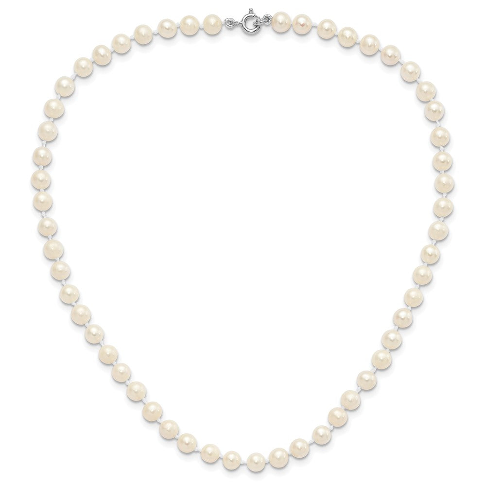 14 Inch Sterling Silver Madi K Rhodium-Plated 5-6mm Semi-Round Freshwater Cultured Pearl 12In Necklace, 4In Bracelet & Button Earrring Set
