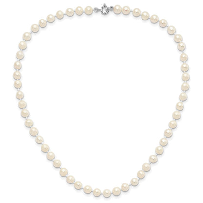 14 Inch Sterling Silver Madi K Rhodium-Plated 5-6mm Semi-Round Freshwater Cultured Pearl 12In Necklace, 4In Bracelet & Button Earrring Set
