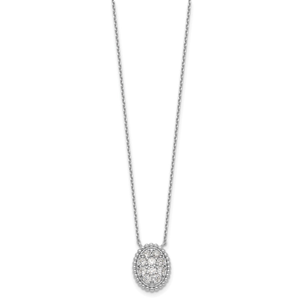 Sterling Silver Shimmer Rhodium-Plated 18 Inch 10 Stone Oval Cz Necklace