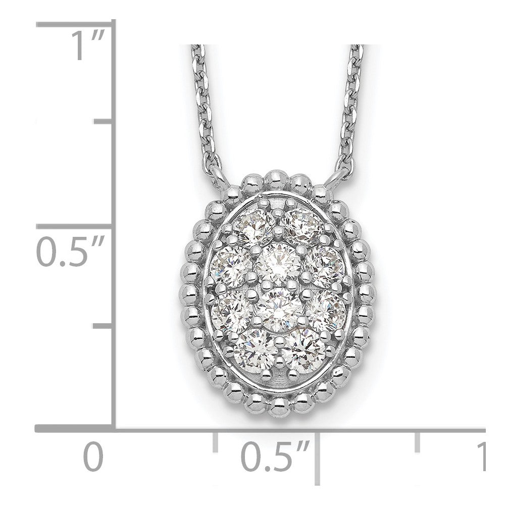 Sterling Silver Shimmer Rhodium-Plated 18 Inch 10 Stone Oval Cz Necklace