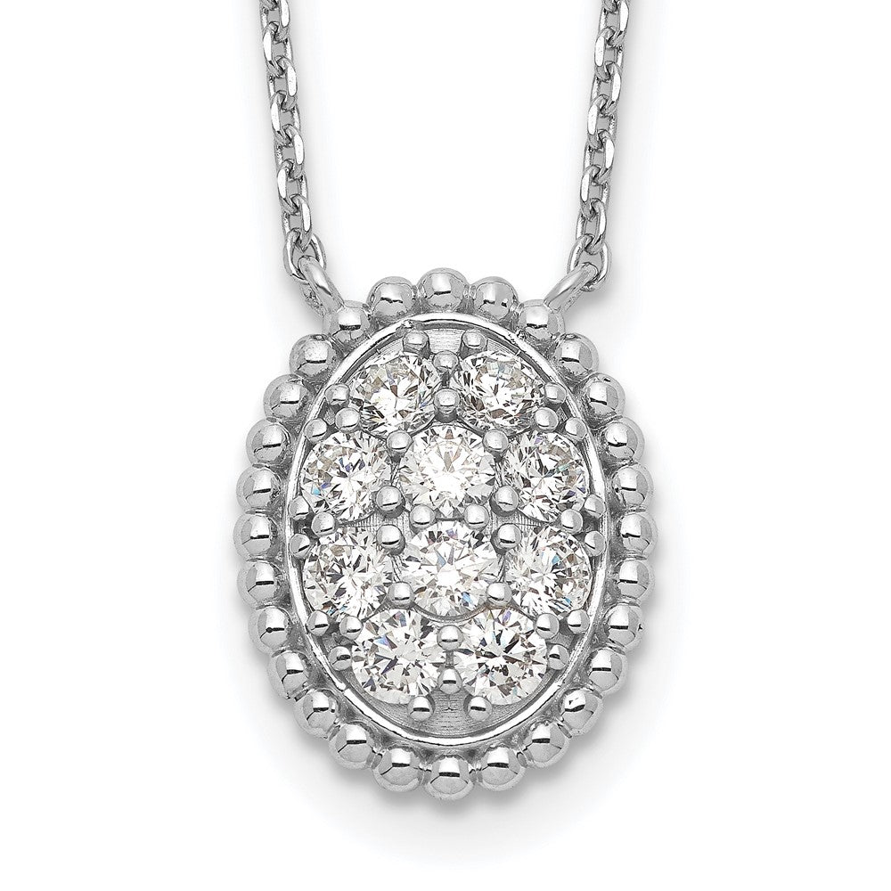 Sterling Silver Shimmer Rhodium-Plated 18 Inch 10 Stone Oval Cz Necklace