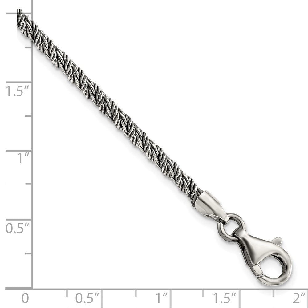 8 Inch Sterling Silver Antiqued Polished Rope Bracelet