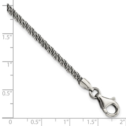 8 Inch Sterling Silver Antiqued Polished Rope Bracelet