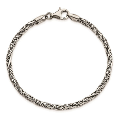 8 Inch Sterling Silver Antiqued Polished Rope Bracelet