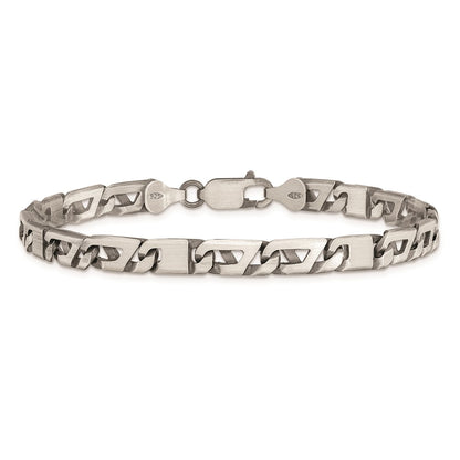 8.25 Inch Sterling Silver Antiqued Brushed Link Bracelet