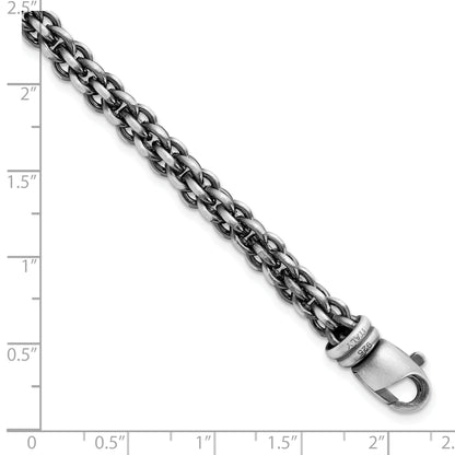 8.5 Inch Sterling Silver Mens Antiqued Brushed Woven Link Bracelet