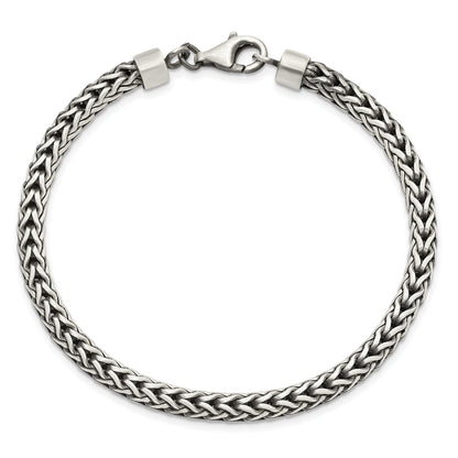 8.25 Inch Sterling Silver Satin & Antiqued Franco Chain Bracelet