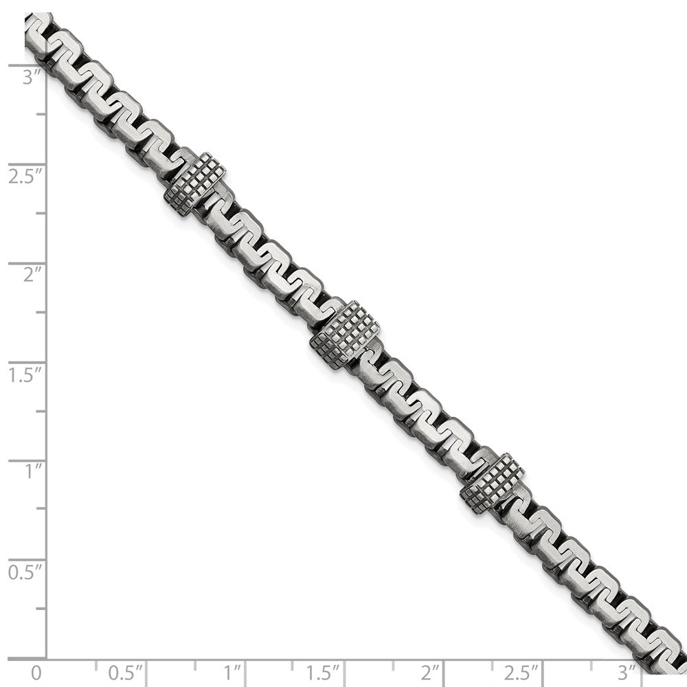 8.5 Inch Sterling Silver Mens Antiqued Brushed Textured Link Bracelet