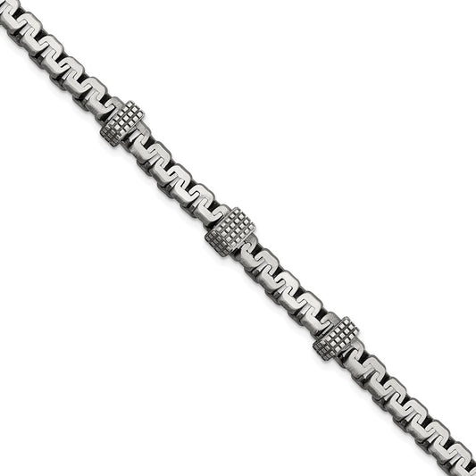 8.5 Inch Sterling Silver Mens Antiqued Brushed Textured Link Bracelet