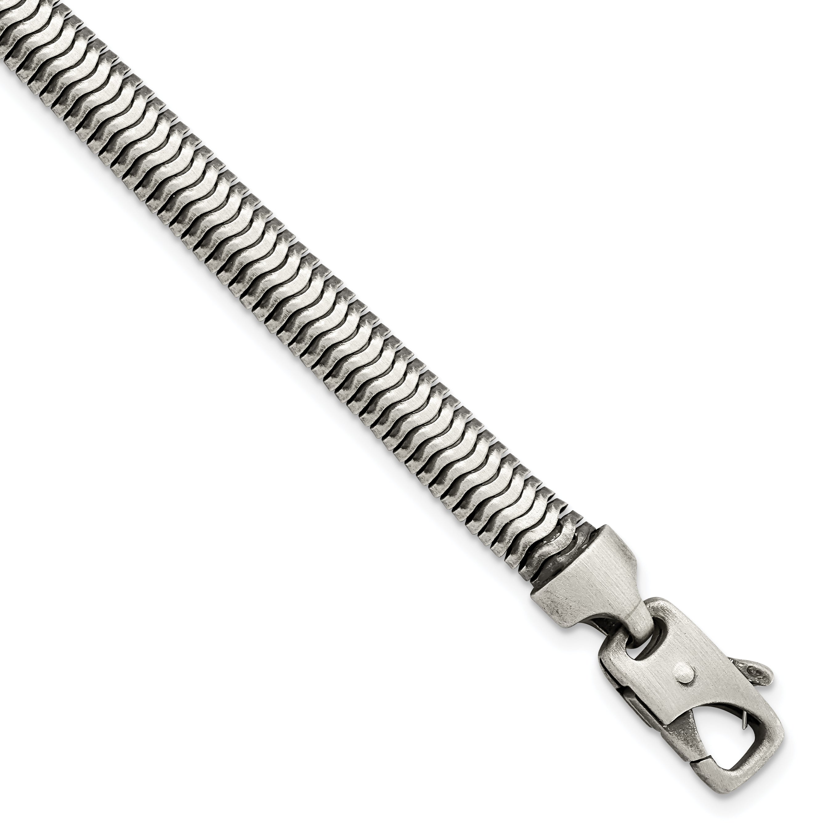 8.5 Inch Sterling Silver Brushed Antiqued Herringbone Chain Bracelet