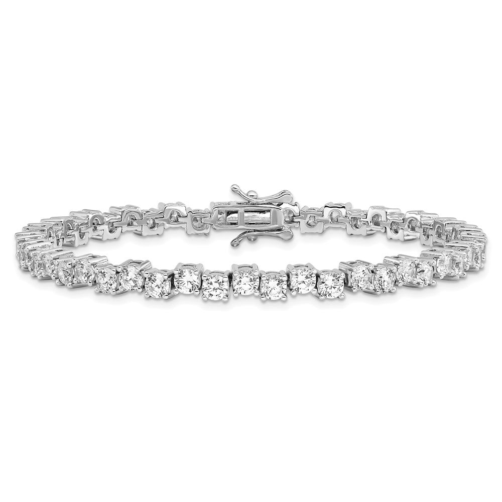 7.5 Inch Sterling Silver Rhodium-Plated Polished 4mm Cz Bracelet
