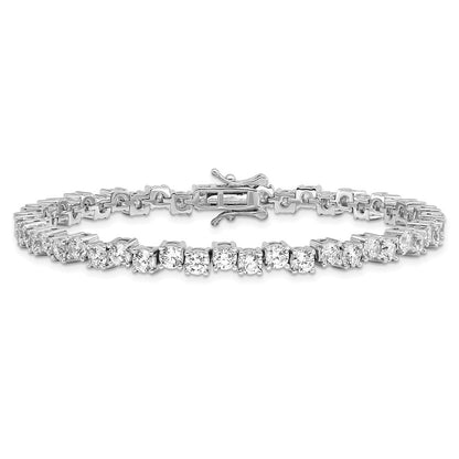 7.5 Inch Sterling Silver Rhodium-Plated Polished 4mm Cz Bracelet
