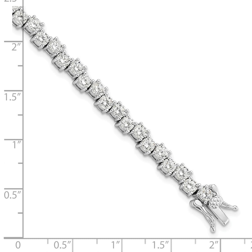 7.5 Inch Sterling Silver Rhodium-Plated Polished 4mm Cz Bracelet