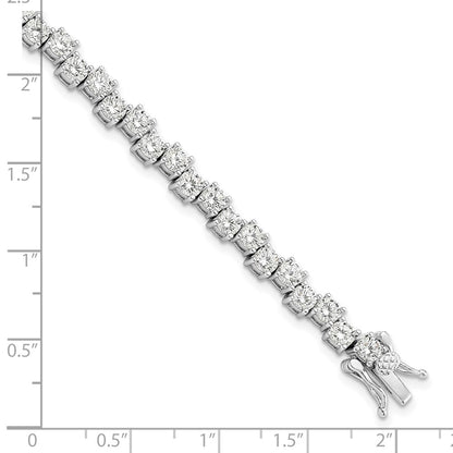 7.5 Inch Sterling Silver Rhodium-Plated Polished 4mm Cz Bracelet