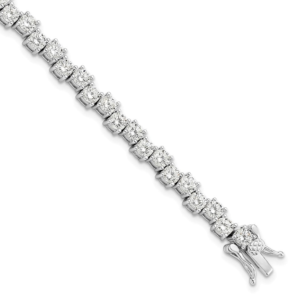7.5 Inch Sterling Silver Rhodium-Plated Polished 4mm Cz Bracelet