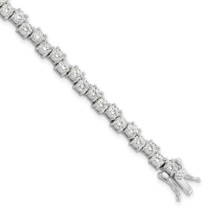 7.5 Inch Sterling Silver Rhodium-Plated Polished 4mm Cz Bracelet