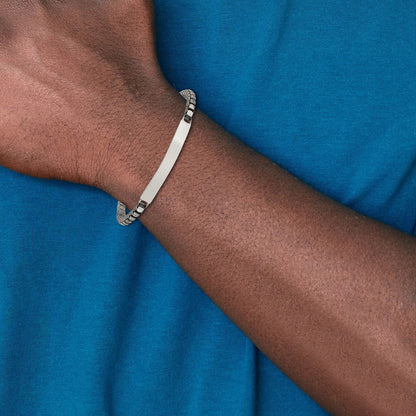 8 Inch Sterling Silver Antiqued Brushed Id Box Bracelet