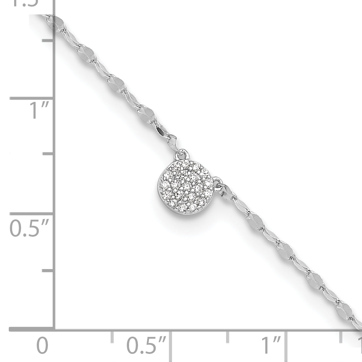 Sterling Silver Rhodium-Plated Polished Cz Anklet