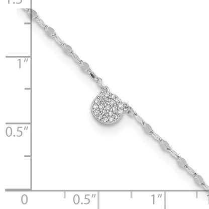 Sterling Silver Rhodium-Plated Polished Cz Anklet