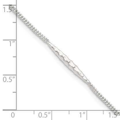 Sterling Silver 9In Plus 1 In Ext. Textured Bar Anklet