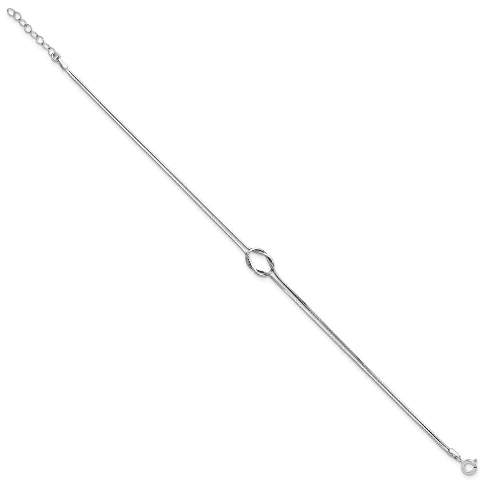 Sterling Silver Rh-Plated Fancy Loop 9In Plus 1In Ext Anklet