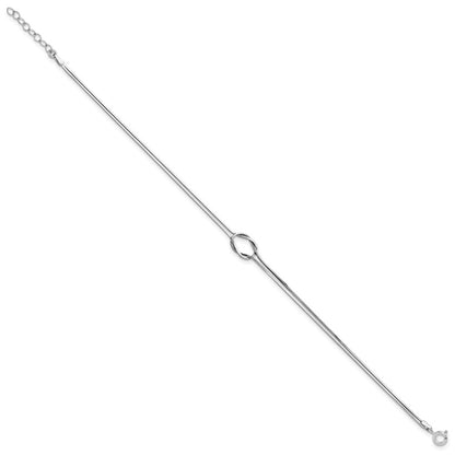 Sterling Silver Rh-Plated Fancy Loop 9In Plus 1In Ext Anklet