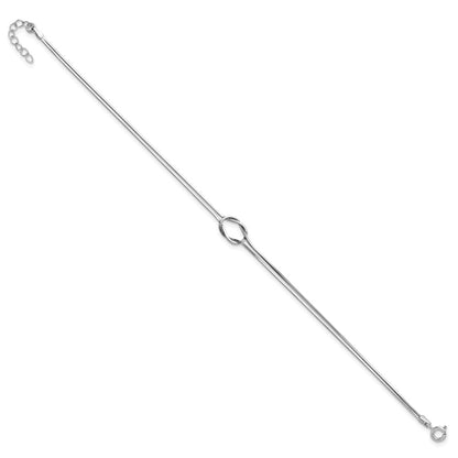 Sterling Silver Rh-Plated Fancy Loop 9In Plus 1In Ext Anklet