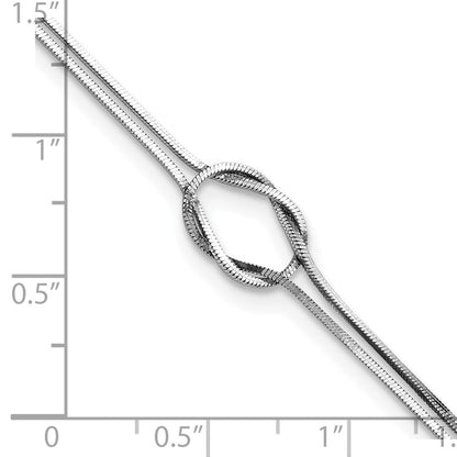 Sterling Silver Rh-Plated Fancy Loop 9In Plus 1In Ext Anklet