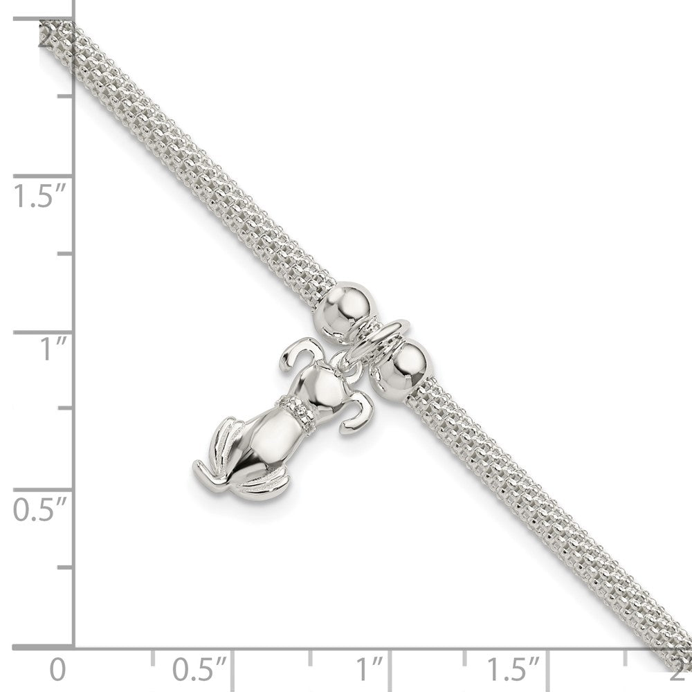 7.25 Inch Sterling Silver Polished Cz Dog Charm Bracelet