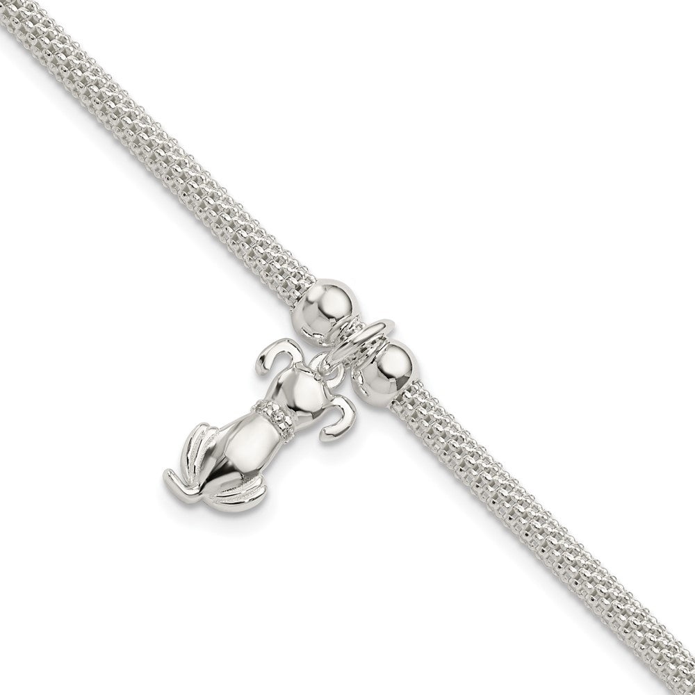 7.25 Inch Sterling Silver Polished Cz Dog Charm Bracelet