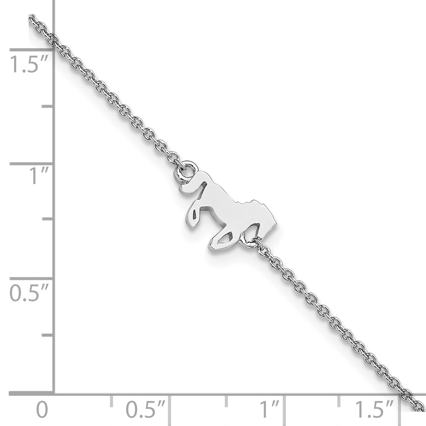 6.25 Inch Sterling Silver Rhodium-Plated Horse 6.25In Plus 1In Ext Bracelet