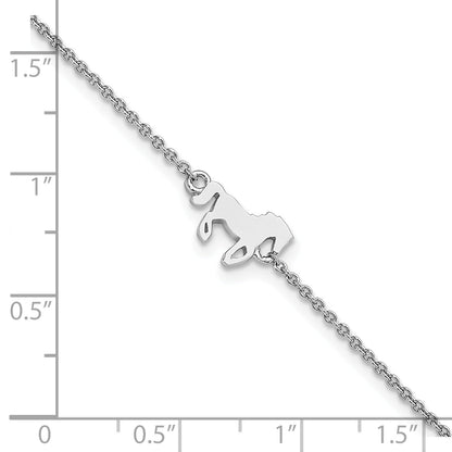 6.25 Inch Sterling Silver Rhodium-Plated Horse 6.25In Plus 1In Ext Bracelet