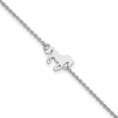 6.25 Inch Sterling Silver Rhodium-Plated Horse 6.25In Plus 1In Ext Bracelet