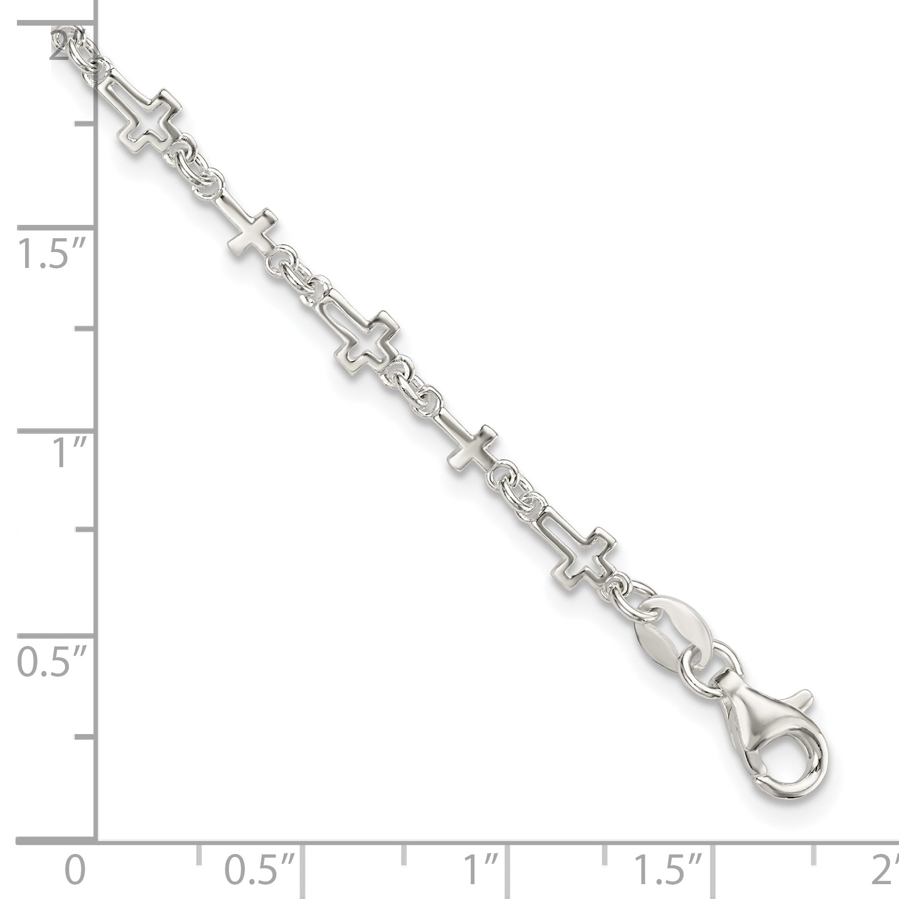 7.5 Inch Sterling Silver Cross Link Bracelet
