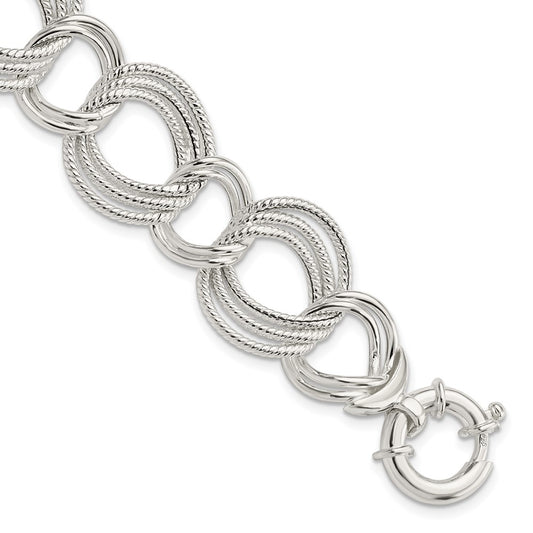 8 Inch Sterling Silver Polished Fancy Link Bracelet