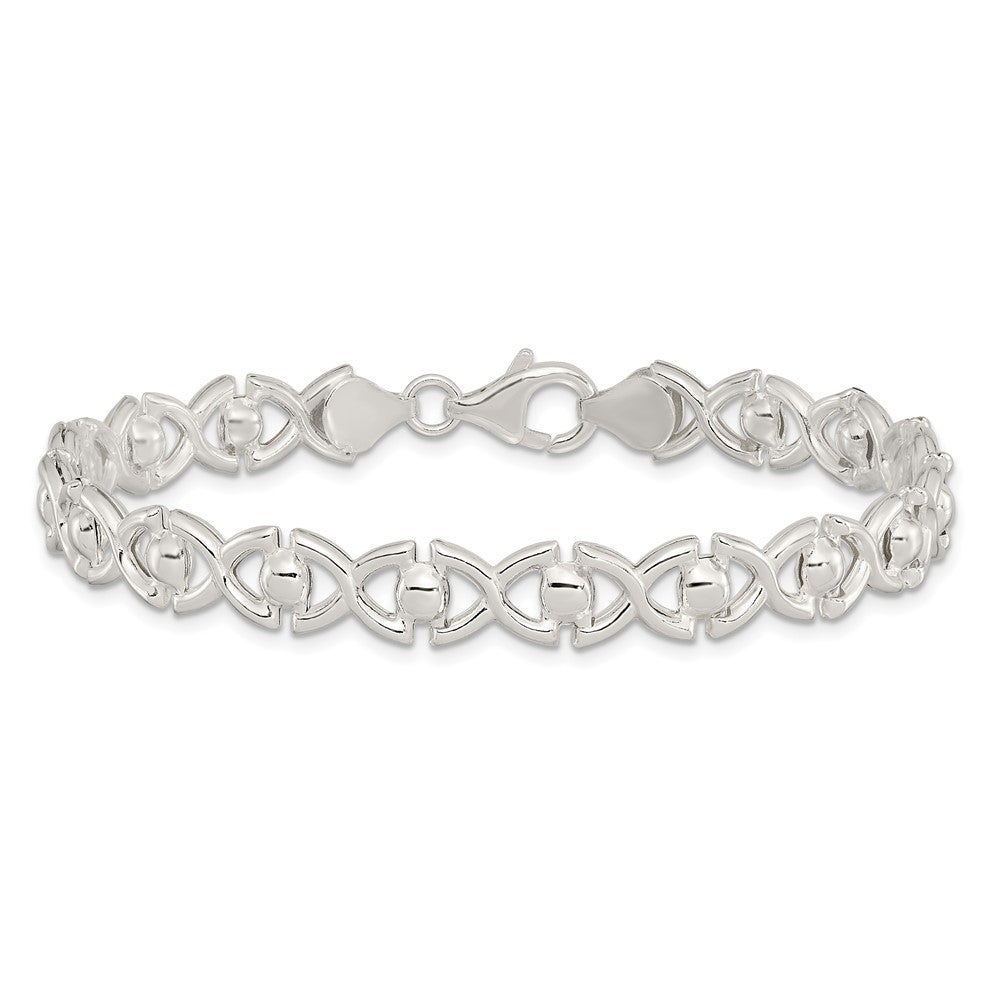 7.5 Inch Sterling Silver Polished Fancy Link Bracelet