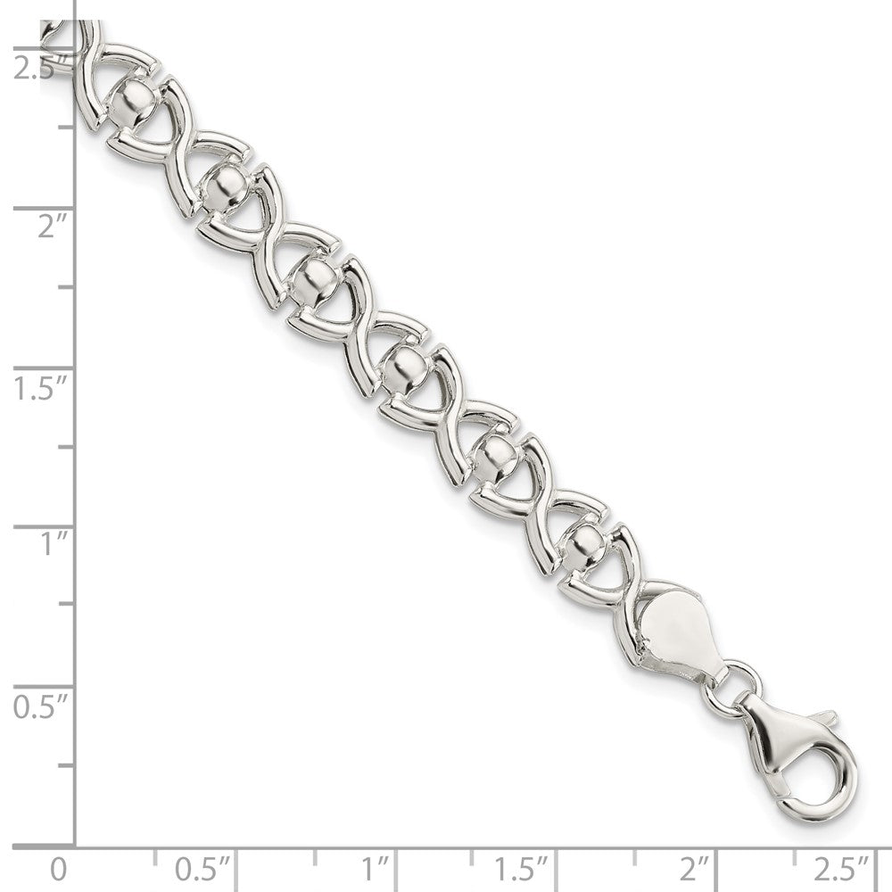 7.5 Inch Sterling Silver Polished Fancy Link Bracelet