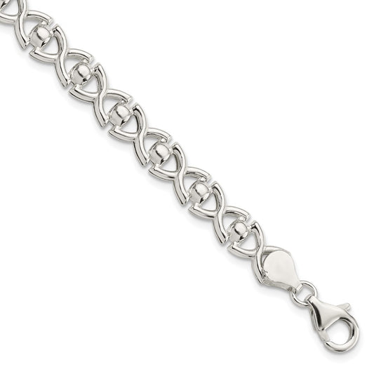 7.5 Inch Sterling Silver Polished Fancy Link Bracelet