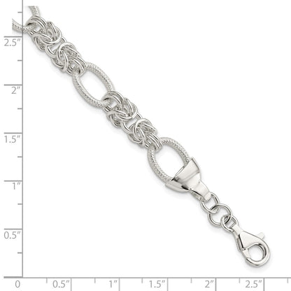 7.5 Inch Sterling Silver Polished And Texture Fancy Link 7.5In Bracelet