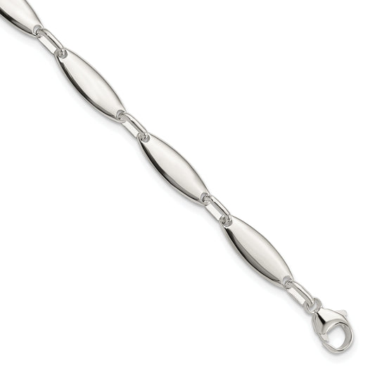 8 Inch Sterling Silver Polished Link W/ 1 In Ext. Bracelet