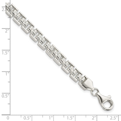 7.5 Inch Sterling Silver Polished D/C Beaded Fancy Bracelet