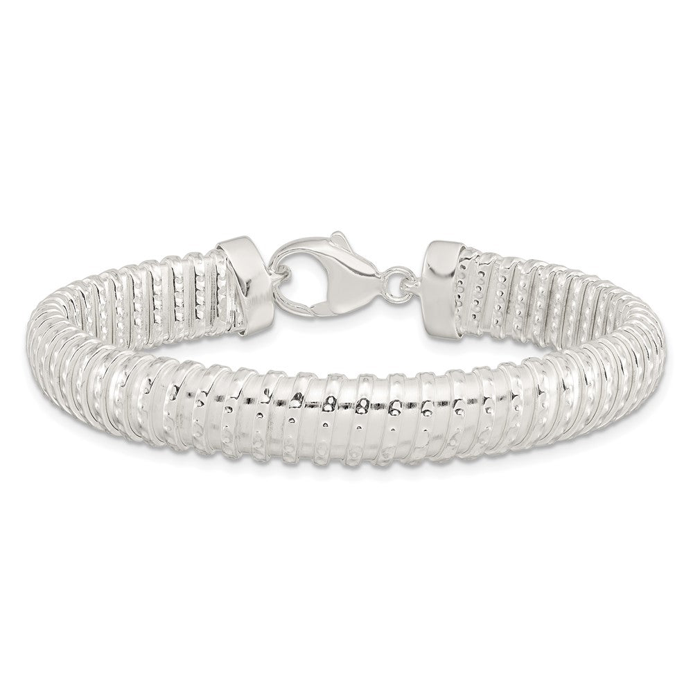 7.5 Inch Sterling Silver Polished Textured Bracelet