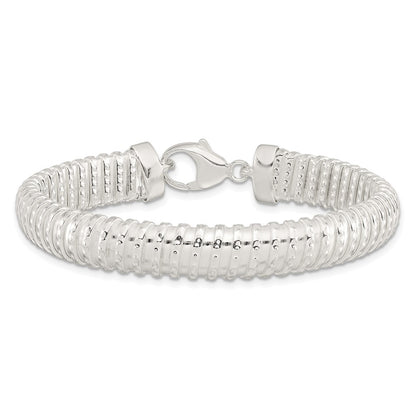 7.5 Inch Sterling Silver Polished Textured Bracelet