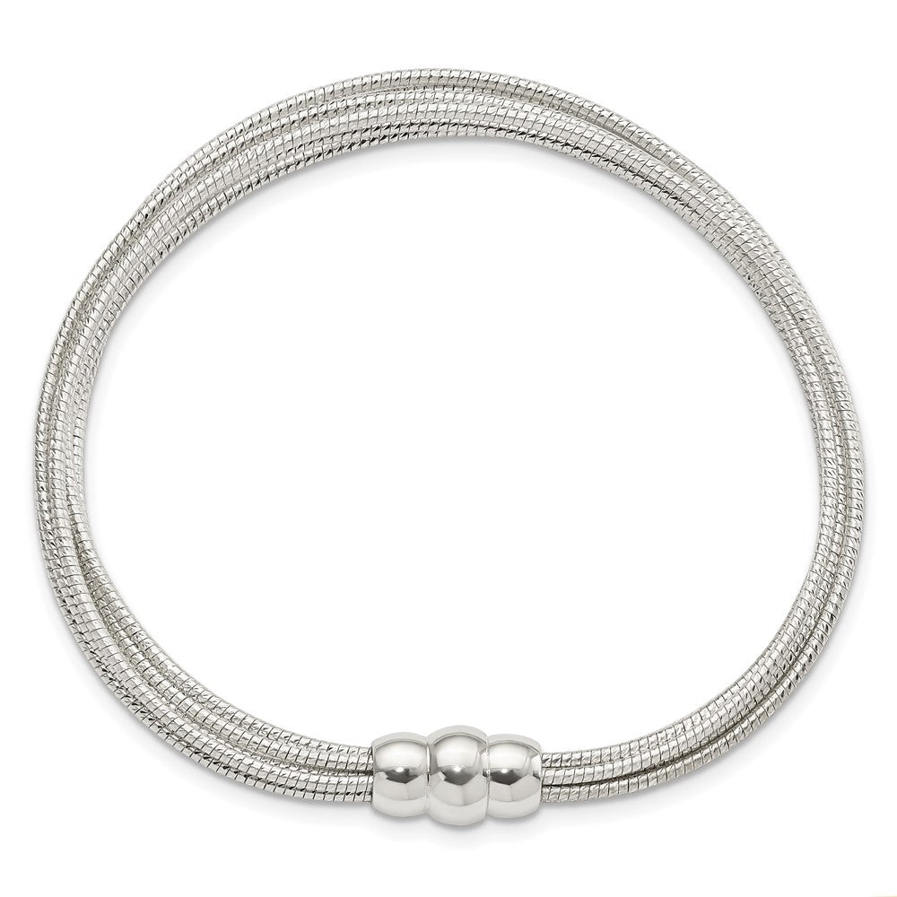 7.25 Inch Sterling Silver Diamond-Cut Multiple Strand Bracelet