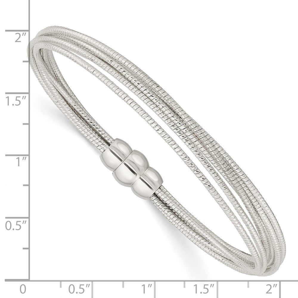 7.25 Inch Sterling Silver Diamond-Cut Multiple Strand Bracelet