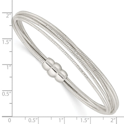 7.25 Inch Sterling Silver Diamond-Cut Multiple Strand Bracelet