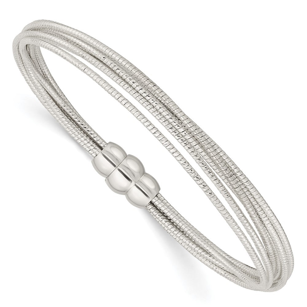 7.25 Inch Sterling Silver Diamond-Cut Multiple Strand Bracelet